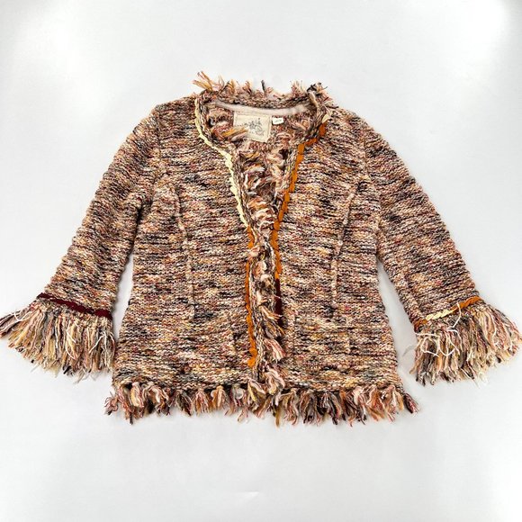 Angel of the North Jacket Womens Large Multicolor Fringe Detail Chunky Knitted - Picture 1 of 5
